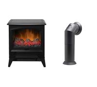 Dimplex Casper Optiflame Small Black Electric Stove Fire With Lava Rock Fuel Bed and Stove Pipe Accessory for Electric Fires