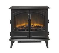 Dimplex Cassia Noir Large Optiflame Electric Stove, Black Wood Burner Style Fire with Artificial Logs, LED Flame Effect, Opening Doors, 2kW Fan Heater, 1000/2000 Watt Heat Settings and Remote Control