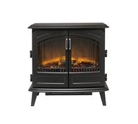 Dimplex Cassia Noir Large Optiflame Electric Stove, Black Wood Burner Style Fire with Artificial Logs, LED Flame Effect, Opening Doors, 2kW Fan Heater, 1000/2000 Watt Heat Settings and Remote Control