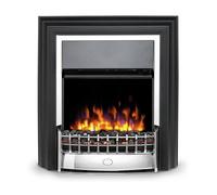 Dimplex Cheriton Deluxe Freestanding Optiflame Electric Fire, Chrome and Black Free Standing LED Flame Effect with Variable Flame Brightness, Coal Fuel Bed, Adjustable 2kW Heater and Remote Control