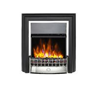 Dimplex Cheriton Deluxe Freestanding Optiflame Electric Fire, Chrome and Black Freestanding LED Flame Effect with Variable Flame Brightness, Coal Fuel Bed, 2kW Fan Heater and 1000/2000 Watt Settings