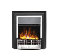 Dimplex Cheriton Deluxe Freestanding Optiflame Electric Fire, Chrome and Black Free Standing LED Flame Effect with Variable Flame Brightness, Coal Fuel Bed, Adjustable 2kW Heater and Remote Control