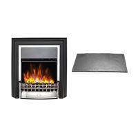 Dimplex Cheriton Deluxe Optiflame Chrome Freestanding Electric Fire and Slate Effect Hearth Pad