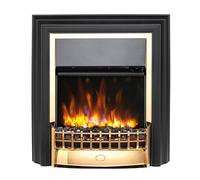 Dimplex Cheriton Deluxe Optiflame Freestanding Electric Fire, Brass and Black Free Standing LED Flame Effect Electric Fireplace with Variable Flame Brightness, Coal Fuel Bed, Adjustable 2kW Heater