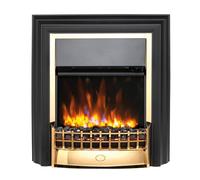 Dimplex Cheriton Deluxe Optiflame Freestanding Electric Fire, Brass and Black Free Standing LED Flame Effect Electric Fireplace with Variable Flame B