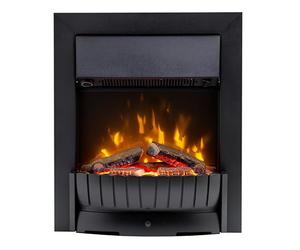 Dimplex Clement 2KW Optiflame Inset Electric Fire, Black | Inset and freestanding electric fire, 2kW log effect LED fuel bed, thermostat, safety cut-out, overheat protection