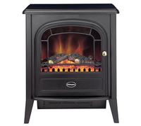 Dimplex Club Optiflame Electric Stove, Matt Black Free Standing Electric Fireplace with Artificial Logs, LED Flame Effect, 2kW Adjustable Fan Heater and Remote Control