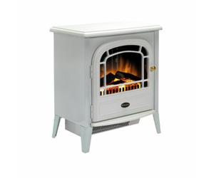 Dimplex Courchevel Optiflame Electric Stove, White Cast Iron Effect Free Standing Electric Fire With Artificial Logs And Embers, L