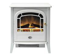 Dimplex Courchevel Optiflame Electric Stove, White Freestanding Electric Fire with Artificial Logs, LED Flame Effect, 2kW Fan Heater, 1000/2000 Watt Heat Settings and Remote Control