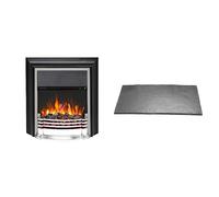 Dimplex Detroit Deluxe Optiflame Chrome Freestanding Electric Fire and Slate Effect Hearth Pad