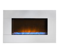 Dimplex Diamantique Optiflame Glass Wall Fire, Silver Mirrored Glass Wall Mounting Electric Fire with Crystal Stone Fuel Bed, Multi-coloured LED Flame Effect, 1.4kW Fan Heater and Remote Control