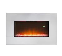 Dimplex Diamantique Optiflame Glass Wall Fire, Silver Mirrored Glass Wall Mounting Electric Fire with Crystal Stone Fuel Bed, Multi-coloured LED Flame Effect, 1.4kW Fan Heater and Remote Control