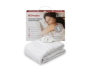 Dimplex DXUBS Heated Under Blanket - Single, Machine Washable Electric Blanket with Extra Foot Warmth, Cosy 100% Polyester Finish, Energy Efficient Low Cost Warmth - (White)