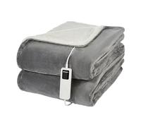 Dimplex Electric Throw Blanket - Extra Soft Fleece & Sherpa, Large 180 x 130cm, 9 Hour Timer, Auto Shut-Off Safety, Ideal for Sofa & Bed - (Grey/White)
