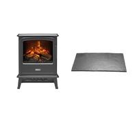 Dimplex Evandale Slate Optimyst Dark Grey Electric Stove Fire and Slate Effect Hearth Pad