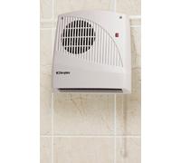 Dimplex FX20VEW Downflow Fan Heater with Timer & App Control, White, 2000W | Wall-mounted, 2000W output, adjustable timer 5-155 minutes, thermal cut-out, neon indicator, bathroom-safe, pull-cord control