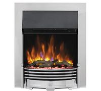 Dimplex Helmsdale Optiflame Inset Electric Fire, Chrome LED Flame Fireplace With Choice Of Flame Colours and Brightness and Thermostat