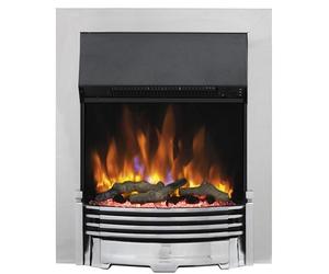 Dimplex Helmsdale Optiflame Inset Electric Fire, Chrome LED Flame Fireplace With Choice Of Flame Colours and Brightness, 2kW Fan Heater and 1000/2000 Watt Settings, Inset (Recess) Depth 9cm