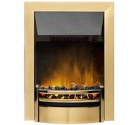 Dimplex Kansas Optiflame Inset Electric Fire, Brass LED Flame Effect Fireplace With Real Coals, 2kW Fan Heater and 1000/2000 Watt Settings, Inset/Recess Depth 7cm