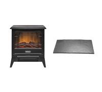 Dimplex MicroStove Optiflame Small Black Electric Stove Fire and Slate Effect Hearth Pad