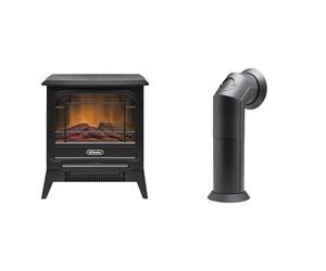 Dimplex MicroStove Optiflame Small Black Electric Stove Fire and Stove Pipe Accessory for Electric Fires