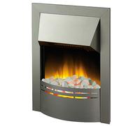 Dimplex Dakota Optiflame Inset Electric Fire, Modern Brushed Stainless Steel Electric Flame Effect Fire, White Pebble Fuel Bed, 2kW Fan Heater and 1000/2000 Watt Settings, Inset (Recess) Depth 7cm