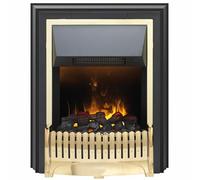 Dimplex Ropley Freestanding Optimyst Electric Fire, Brass and Black Contemporary Fire With 3D Flame Technology and Smoke Effect, Coal Style Embers, Thermostat, 2kW Adjustable Heater and Remote Control
