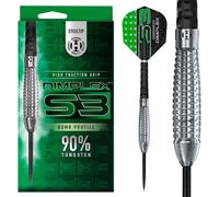 Harrows Dimplex Bomb & Tapered Darts Set I Professional Darts 90% Tungsten Steel Tip ALL Weights I 10pc Set with Black Dimplex Midi Shafts & Dimplex Flights (Bomb Shape, 23g)