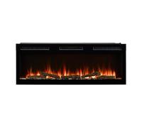 Dimplex Sense Optiflame Media Wall Fire, Black Wall Mount, Recess, Built-In Electric Fireplace, with 13 Colour Themes, 3 heat settings, Remote & Wi-Fi Controls, 50"/ 127.9cm