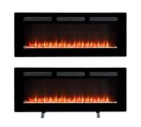 Dimplex Sierra Optiflame Media Wall Fireplace, 48"/ 121.9cm, Wall Mounted, Recess Fit, Free Standing Electric Fire, 7 Colour Themes, Choice of Fuel Beds, Cool Touch Glass, 1.6kW Electric Heater