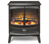 Dimplex Springborne Optiflame Electric Stove, Freestanding Matt Black Electric Fire with Coal Fuel Bed, LED Flame Effect, 2kW Adjustable Fan Heater and Remote Control