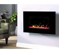Dimplex Tlc20 Toluca Deluxe Optiflame Wall Fire,black Glass Wall Mounting Electric Fire With Multi-Coloured Led Flame Effect