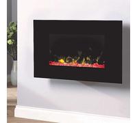 Dimplex Toluca Optiflame Black Glass Wall Fire with Colour Changing Fuel Bed Red