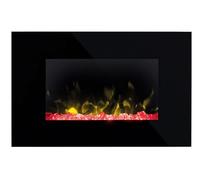 Dimplex Toluca Optiflame Electric Wall Fire, Black Glass Wall Mounting Electric Fire with 4 Colour Themes, Acrylic Crystal Fuel Bed, 2kW Fan Heater with Thermostat, Sleep Timer and Remote Control