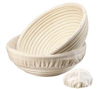 Dimpola Banneton Bread Proofing Basket, 2 Pack, Rattan, Round, Beige, Artisan Sourdough Bread Making Kit
