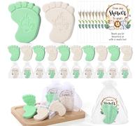 Dimsile - 50 Pack Baby Shower Soaps for Guests - Handmade Scented Mini Soap with Thank You Cards and Organza Bag, Gender Reveal Party Favors (Gray &