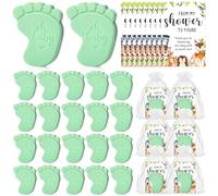 Dimsile 50 Sets Baby Shower Soap Favors for Guests - Mini Handmade Footprint Scented Soap with Thank You Cards and Organza Bag, Party Gifts for Gender Reveal Baptism Shower(Light Green)