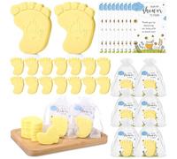 Dimsile 50 Sets Baby Shower Soap Favors for Guests - Mini Handmade Footprint Scented Soap with Thank You Cards and Organza Bag, Party Gifts for Gender Reveal Baptism Shower (Light Yellow)