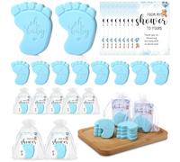 Dimsile 50 Sets Baby Shower Soap Favors for Guests - Mini Handmade Footprint Scented Soap with Thank You Cards and Organza Bag, Party Gifts for Gender Reveal Baptism Shower (Blue Bear)