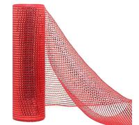 DIMUGE Deco Mesh 10 Inch x30 Feet, Red More Width Metallic Foil Mesh Fabric, Christmas Ribbon, Mesh Ribbon for Decoration Wreaths, Home, Crafts and Gift Wrapping - 1 Pack