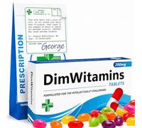 Dimwitamins Joke Pill Box Gift Set with Jelly Beans, Prescription Bag & Name Sticker, Funny Prank Gag Gift for Men and Women, Novelty Birthday Present, Secret Santa, Stocking Filler, for Adults