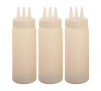 DimyFew 3-Pack Reusable Leakproof Sauce Bottles with Small Pointed Nozzles for Barbecue Oil, BBQ, Camping, And Mustard, White