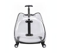 DimyFew Cat Carrier with Wheels Hard-Sided Pet Carrier Wheeled Cat Trolley with Handle for Cats, Small Dogs, Travel, Veterinarian Visits, Black