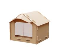 DimyFew Cat Feeding House Stray Cat House with Pitched Roof Enclosed for Backyard, Garden, Door Curtain Waterproof Model