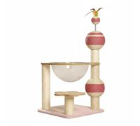 DimyFew Cat Scratching-resistant Cat Climbing Structure Low Shedding for Cats, Indoor, Feather Double Ball Cat Scratching Post With Space Capsule Upgrade