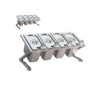 DimyFew Chilled Condiment Server Bar Garnish Holder Spice Stainless Steel Condiment Tray Salad Fruit Bar Caddy Indoor and Outdoor, 47.5x18cm