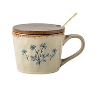 DimyFew Coffee Mug Elegant Ceramic Beverage Drinking Porcelain Cup Matte Floral Pattern Large Capacity with Anti Slip Handle suitable for home cafe, A