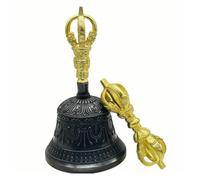 DimyFew Copper Ritual Bell Meditation Vajra Altar With Mallet Engraved Copper Build Antique Style Decorative Detail Suitable for spiritual practice home decoration, Medium