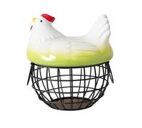 DimyFew Egg Basket with Lid, Egg Holder for The Worktop, Table Decoration for Vegetables, Fruit And Eggs, Kitchen, Green Black