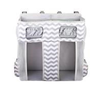 DimyFew Hanging Diaper Organizer Crib Storage Bag for Boys Girls Changing Table, Gray White Stripes